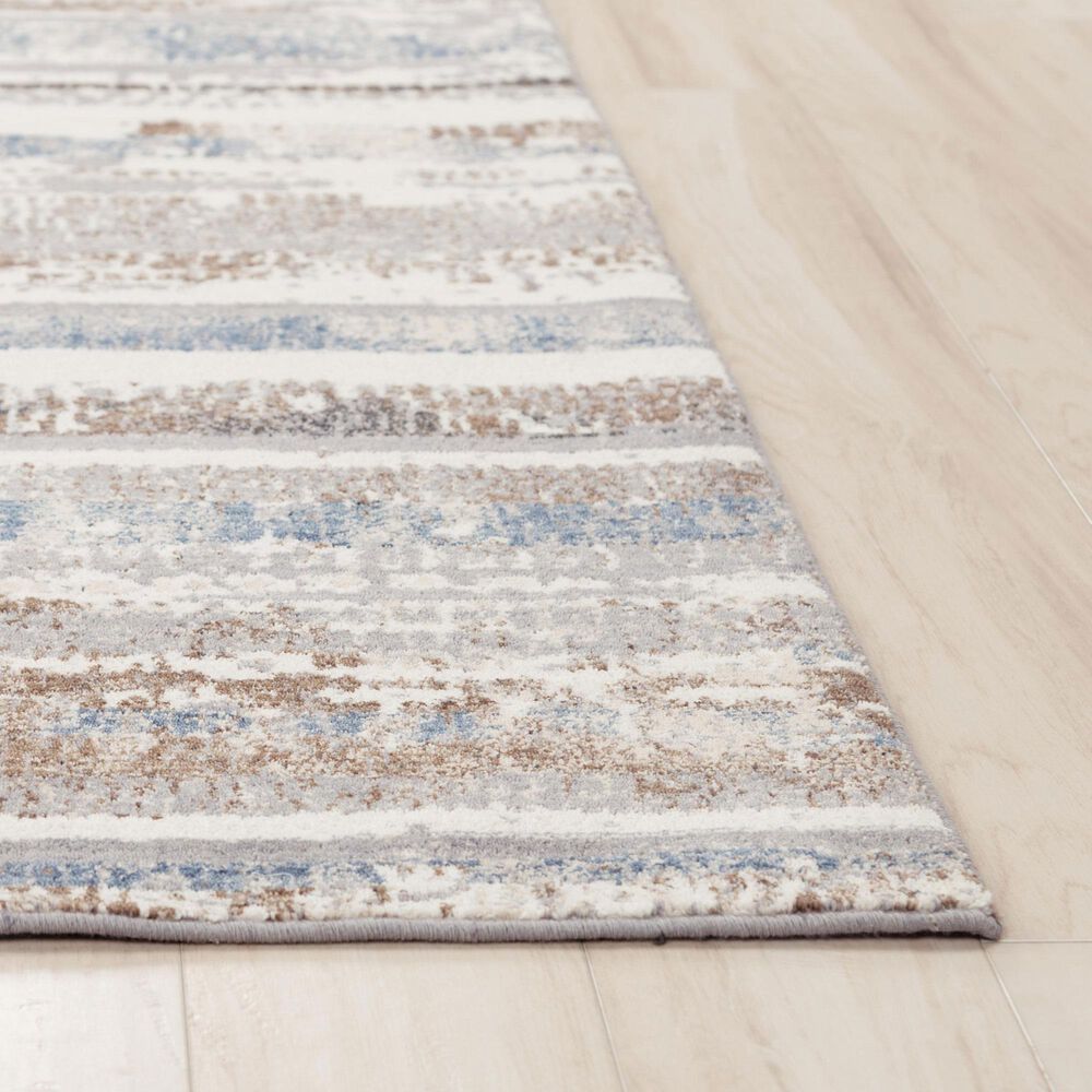 RIZZY Ventura Blue, Brown, Gray, Beige and Ivory 4' x 6' Area Rug, , large