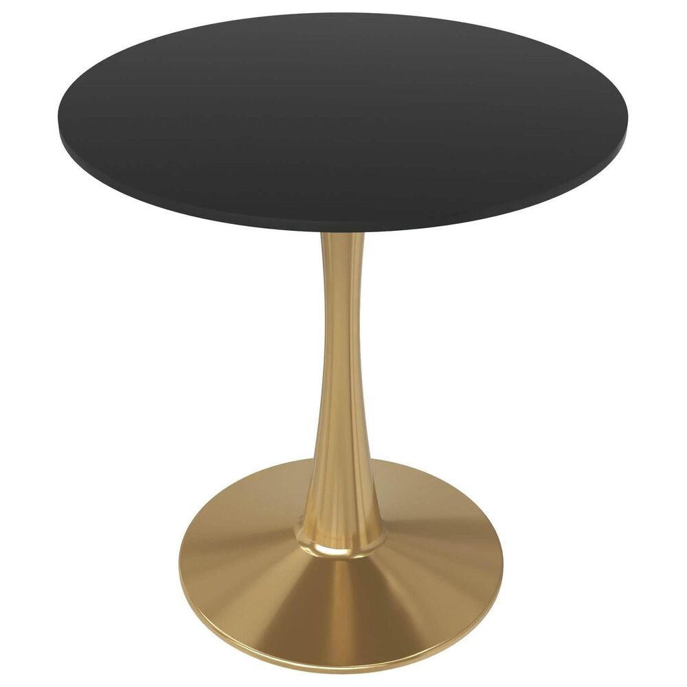 Leisuremod Bristol 24" Round Dining Table with MDF Top in Gold and Black - Table Only, , large