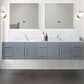 Lexora Home Geneva 84" Double Bathroom Vanity in Dark Grey with 2 cm White Carrara Marble Top and Rectangular Sinks, , large