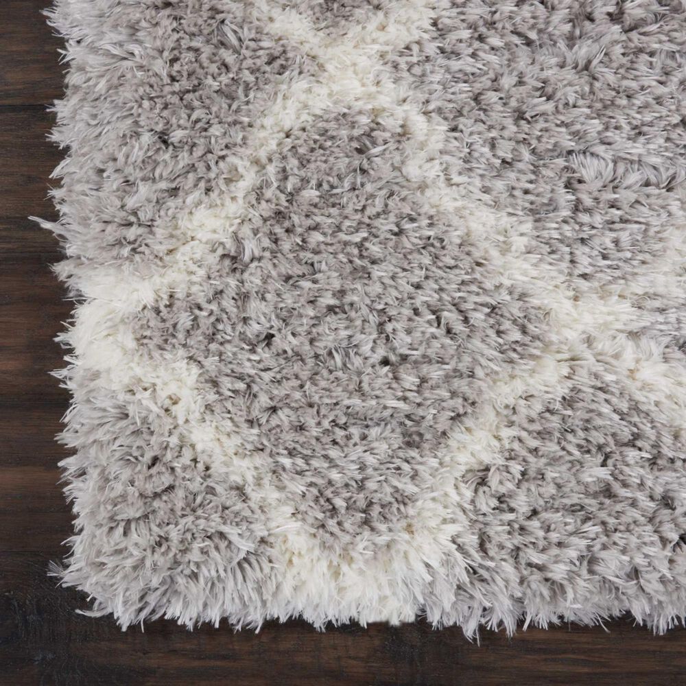 Nourison Luxe Shag LXS02 9&#39; x 12&#39; Grey and Ivory Area Rug, , large