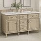 James Martin Vanities Lorelai 60" Double Vanity in Whitewashed Oak with 3 cm Lime Delight Quartz Top, , large