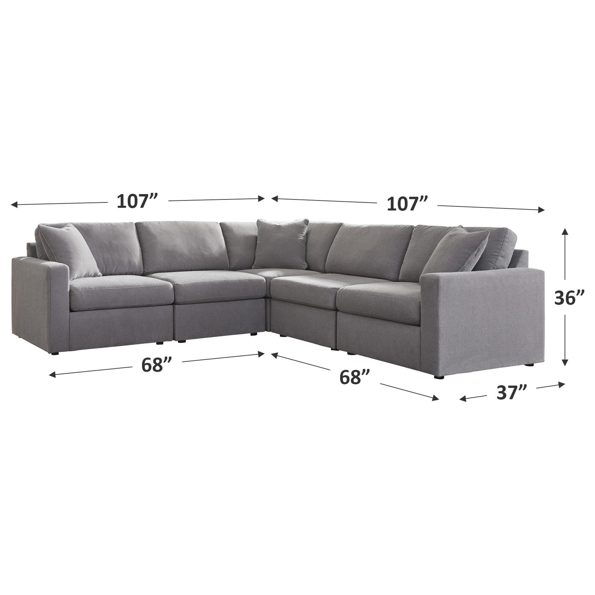 Ashley Modmax 5-Piece Sectional in Granite with Next-Gen Nuvella