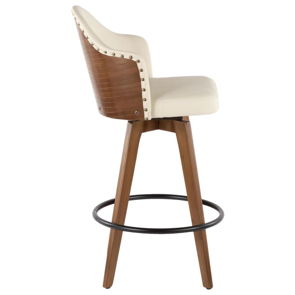 Lumisource Ahoy Swivel Counter Stool with Cream Cushion in Walnut and Black, , large