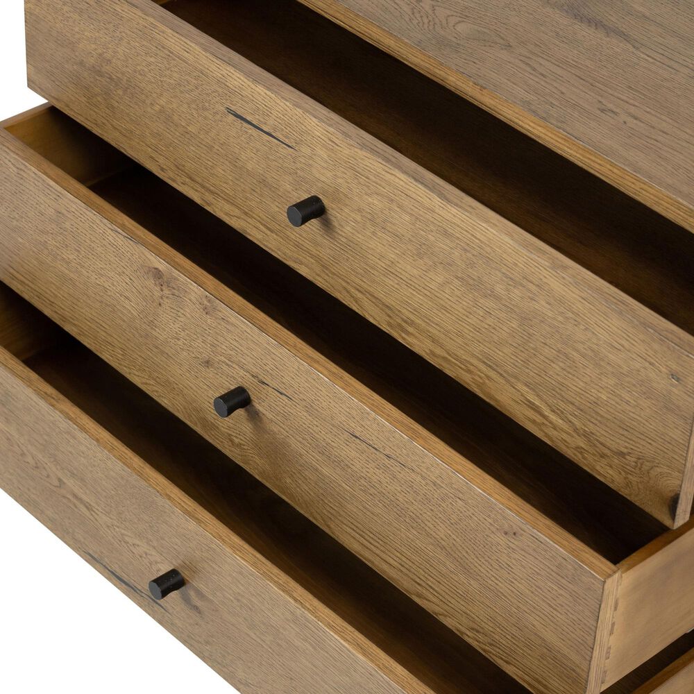 Four Hands Eaton 3-Drawer Large Nightstand in Amber Oak and Dark Gunmetal, , large