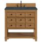 James Martin Malibu 36" Single Bathroom Vanity in Amber Birch with 3 cm Charcoal Soapstone Quartz Top and Rectangular Sink, , large