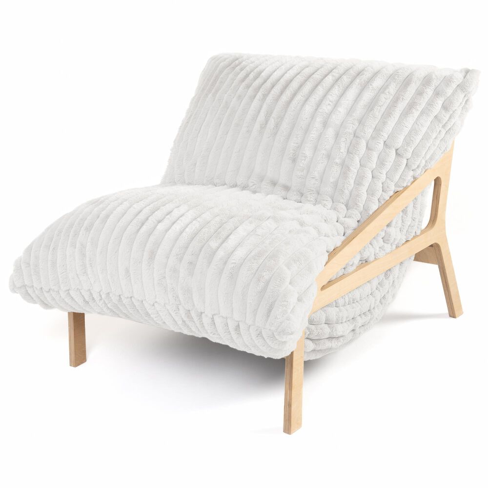 Jaxx Saxx Mondo Fur Bean Bag Lounge Chair in Ivory, , large