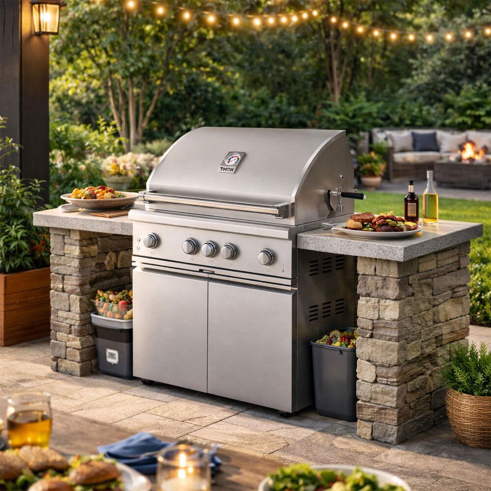 Thor Kitchen 4-Burner Freestanding Gas Grill in Stainless Steel, , large