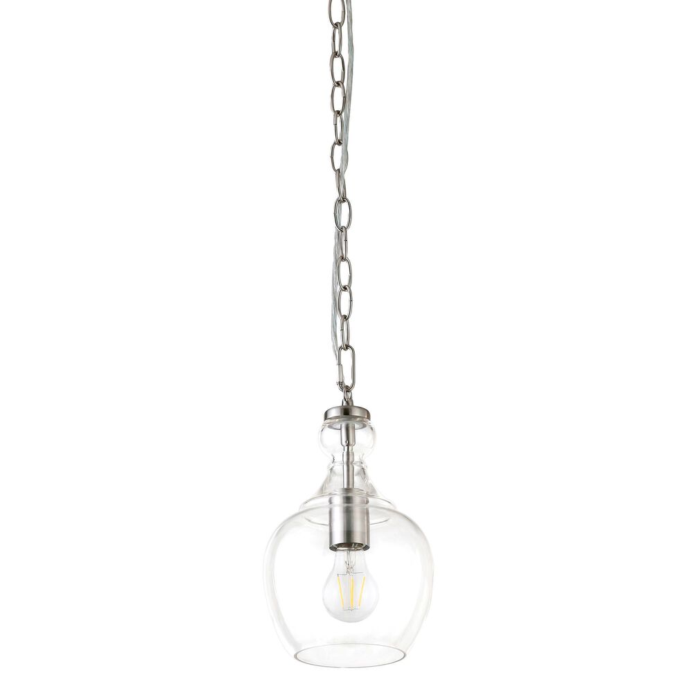 Hudson and Canal Verona 7" Pendant with Clear Glass in Brushed Nickel, , large