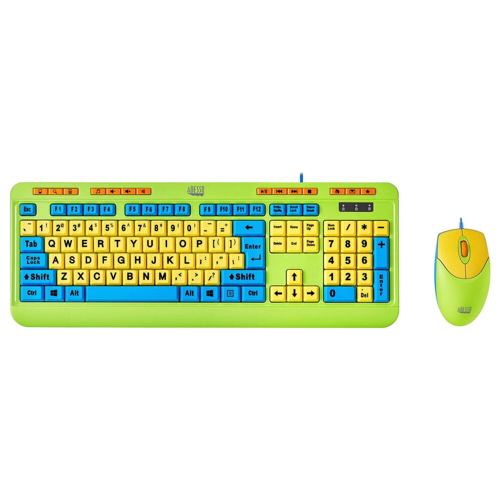 Adesso Antimicrobial Wired Kids Keyboard and Mouse Combo, , large