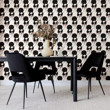 Tempaper Xoxo Stace 198" x 20.5" Peel and Stick Wallpaper in Black and White, , large