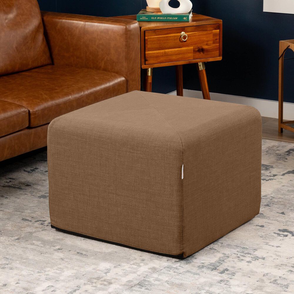 Jaxx Monroe Medium Ottoman in Earth Brown, , large