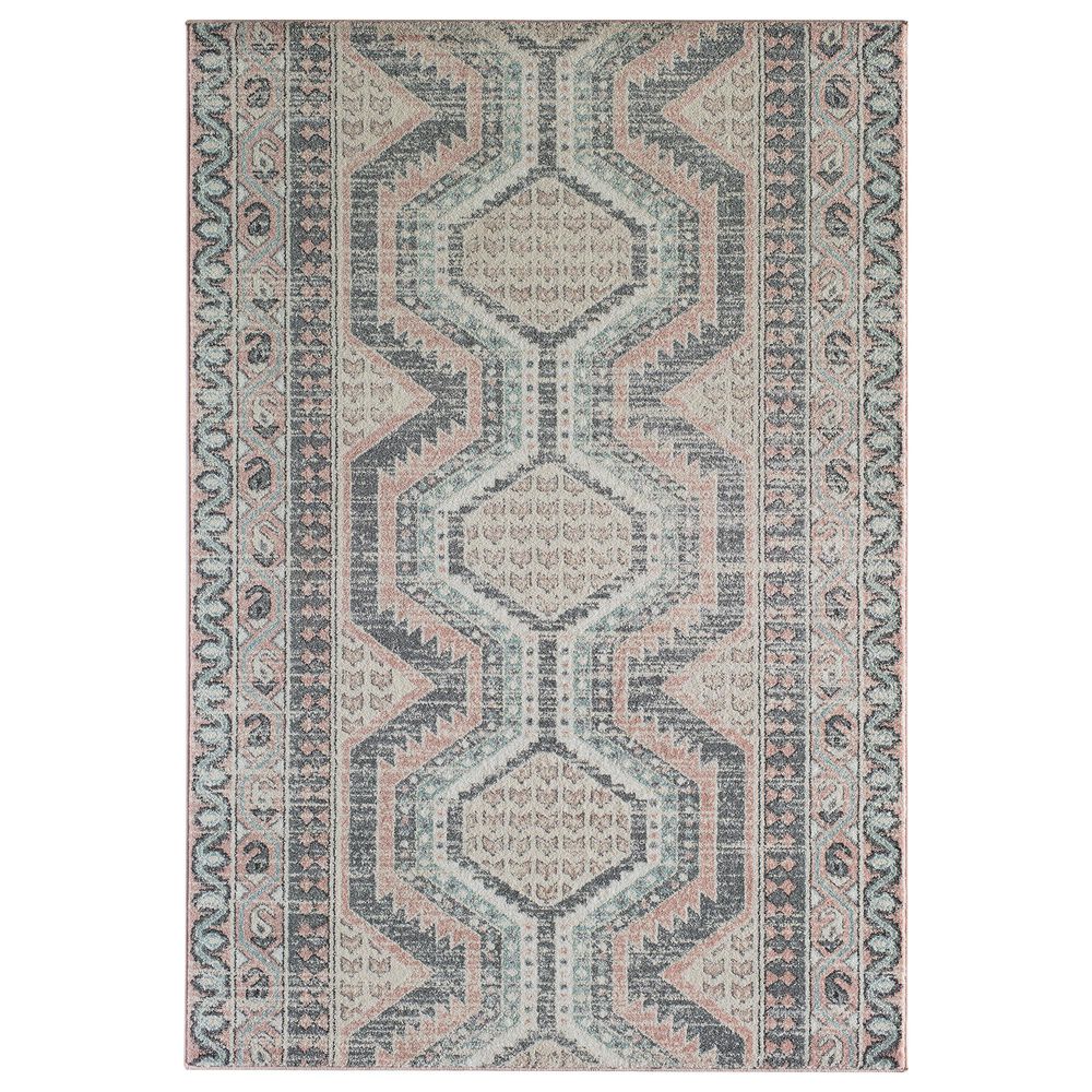 Rugs America Hailey Heath 5" x 7" Gray and Pink Area Rug, , large