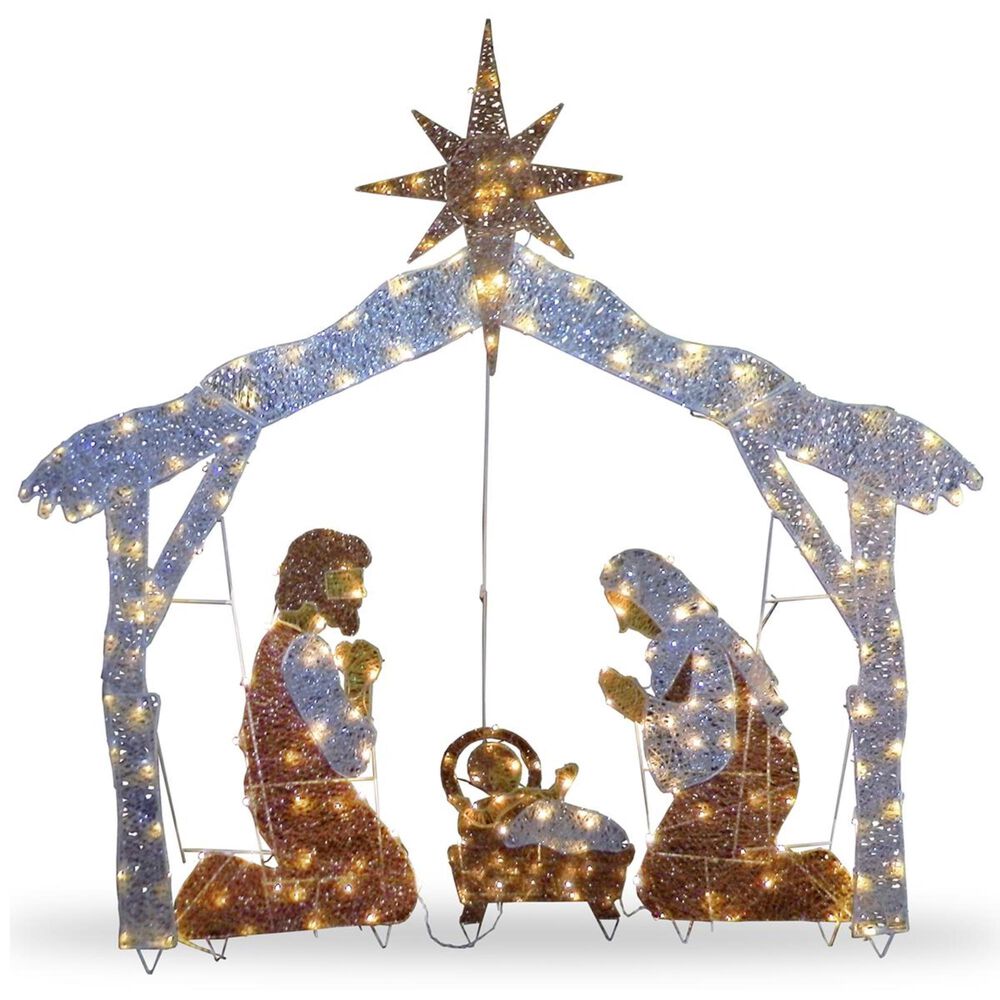 National Tree 72" Crystal Nativity, , large