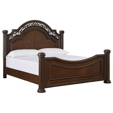 Ashley Lavinton King Poster Bed in Rich Cherry Brown, , large