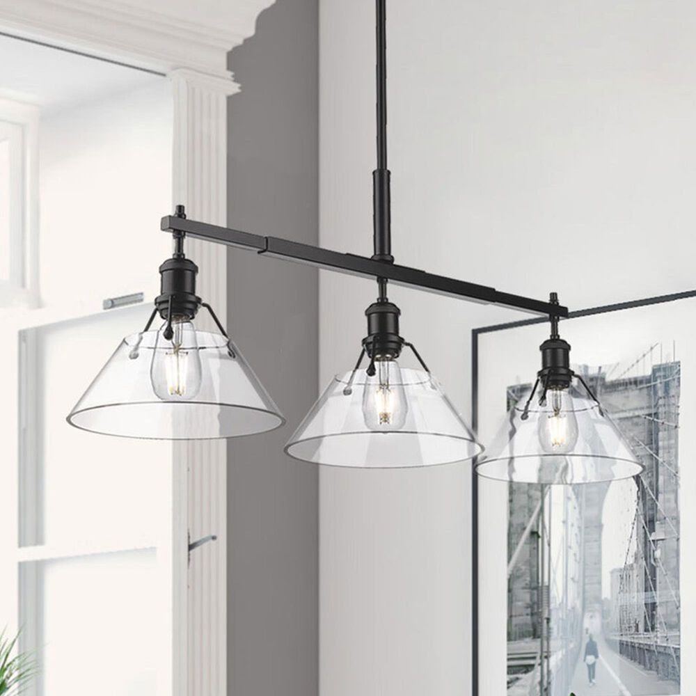 Golden Lighting Orwell Linear 3-Light Pendant in Matte Black, , large