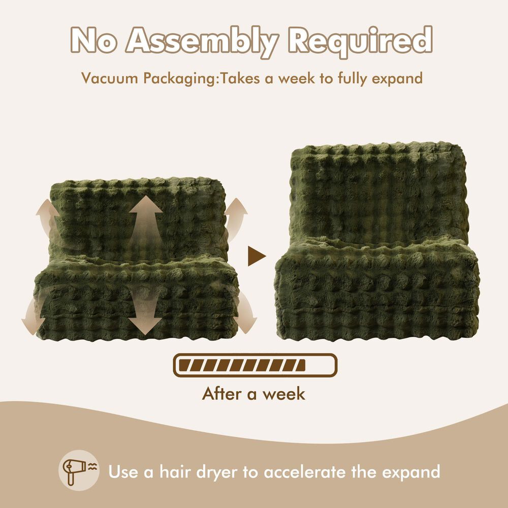 HOMLUX Togo Sofa Bean Bag Chair in Green, , large