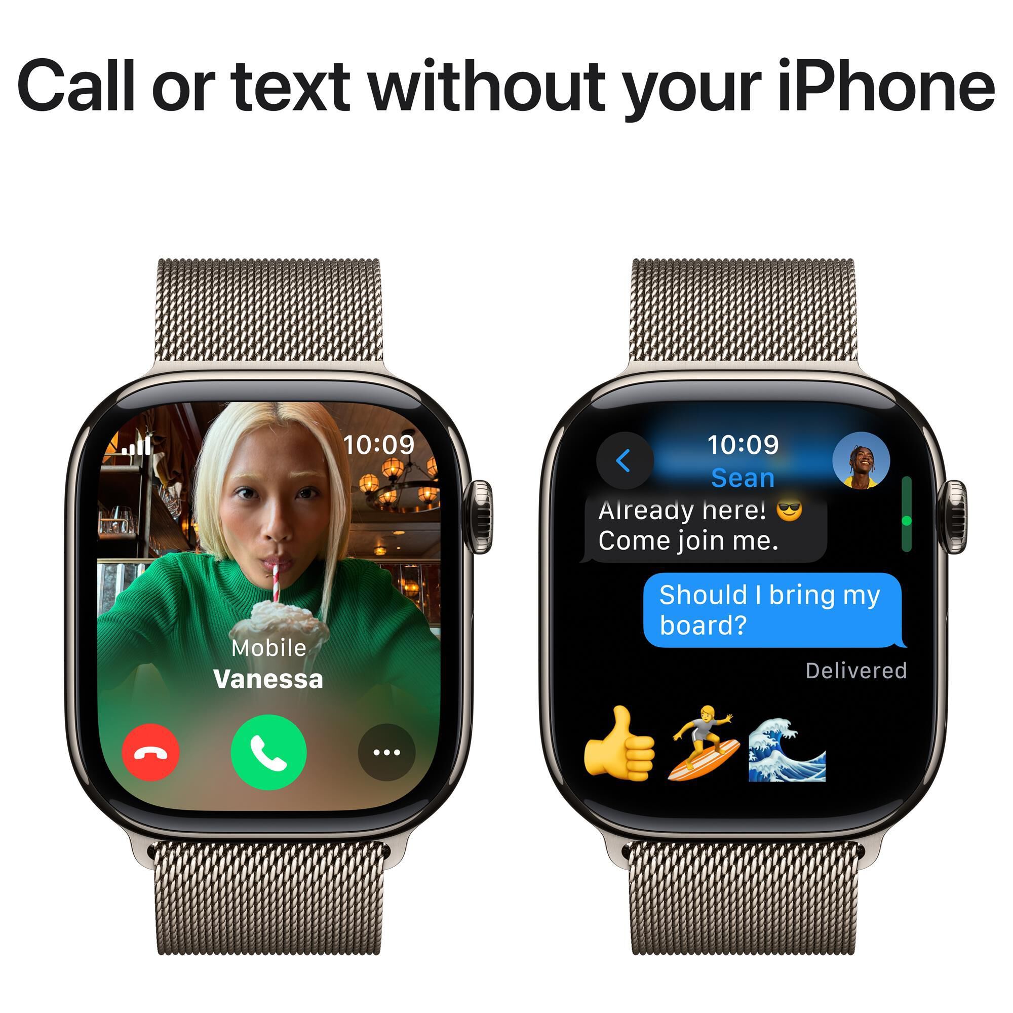 Apple Watch Series 10 GPS Cellular 46mm Natural Titanium Case with Natural Milanese Loop M L Shop NFM
