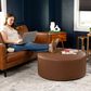 Jaxx Candler Faux Leather Ottoman in Walnut, , large