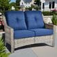HOMLUX Outdoor Rattan Loveseat with Ergonomic in Navy Blue, , large