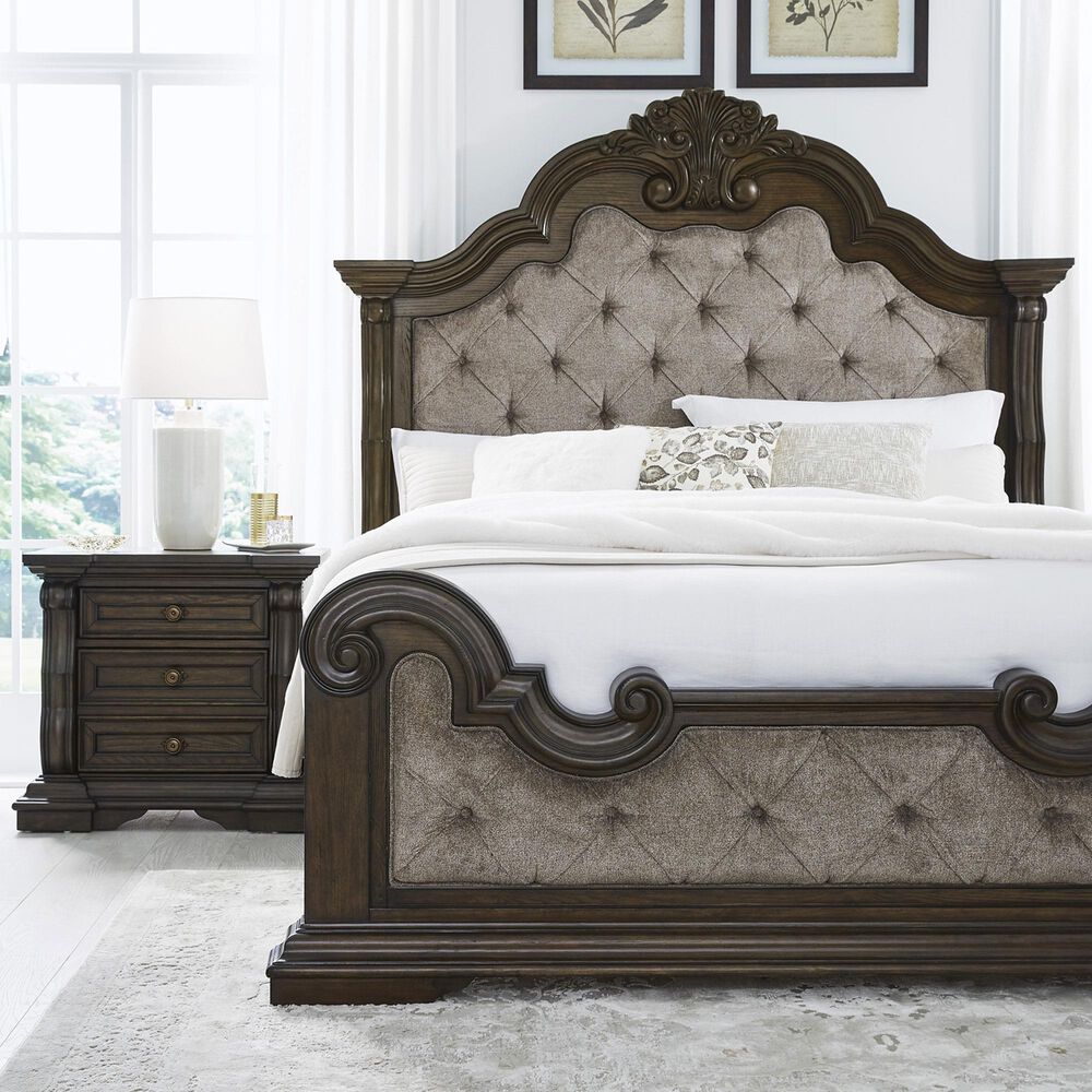 Millenium Queen Upholstered Bed in Dark Brown, , large