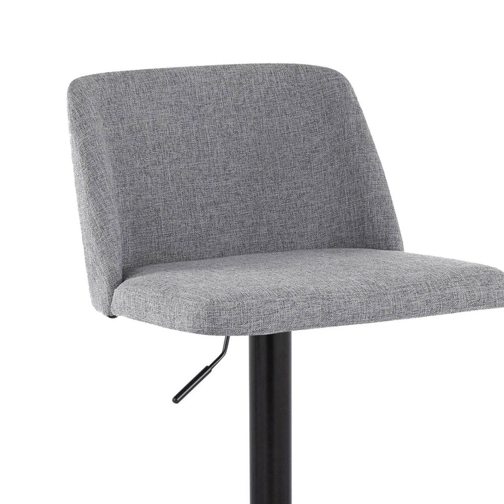 LumiSource Toriano Swivel Adjustable Bar Stool with Grey Fabric Upholstery in Black (Set of 2), , large