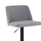 LumiSource Toriano Swivel Adjustable Bar Stool with Grey Fabric Upholstery in Black (Set of 2), , large
