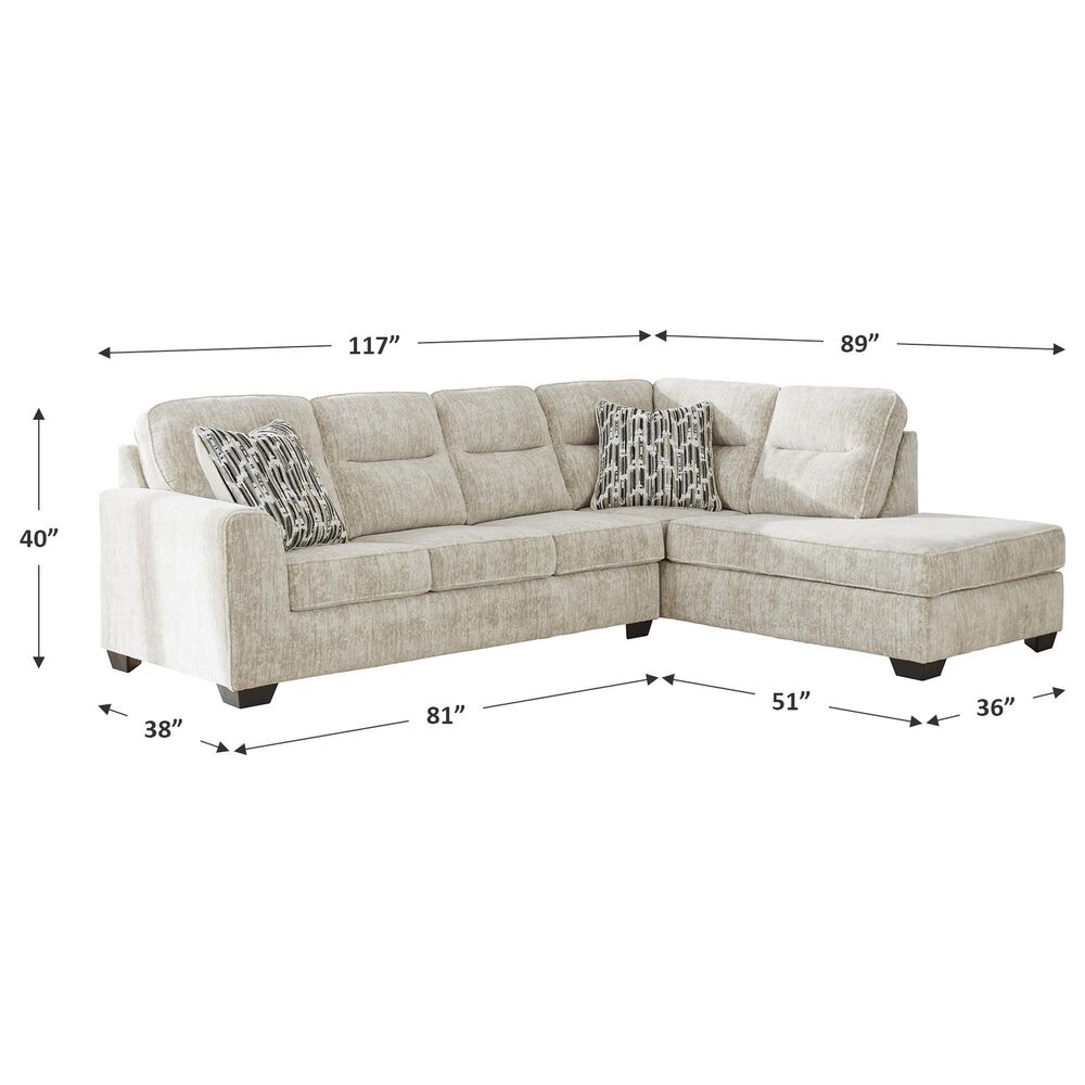 Ashley Lonoke 2-Piece Right Facing Sectional with Chaise in Parchment, , large