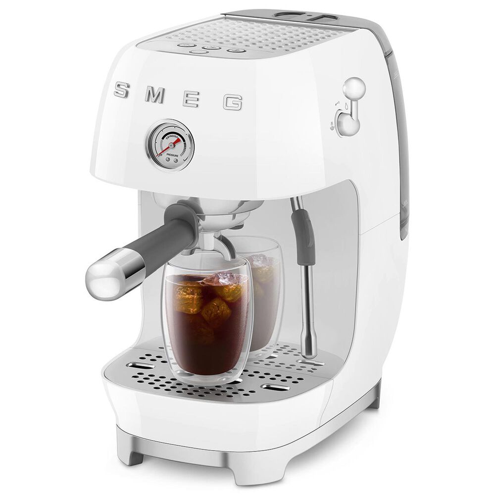 SMEG Retro Style 47 Oz Espresso and Cold Brew Coffee Machine in White, , large