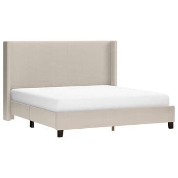 The Monday Company Holborn King Beige Upholstered Platform Wingback Bed in Black, , large