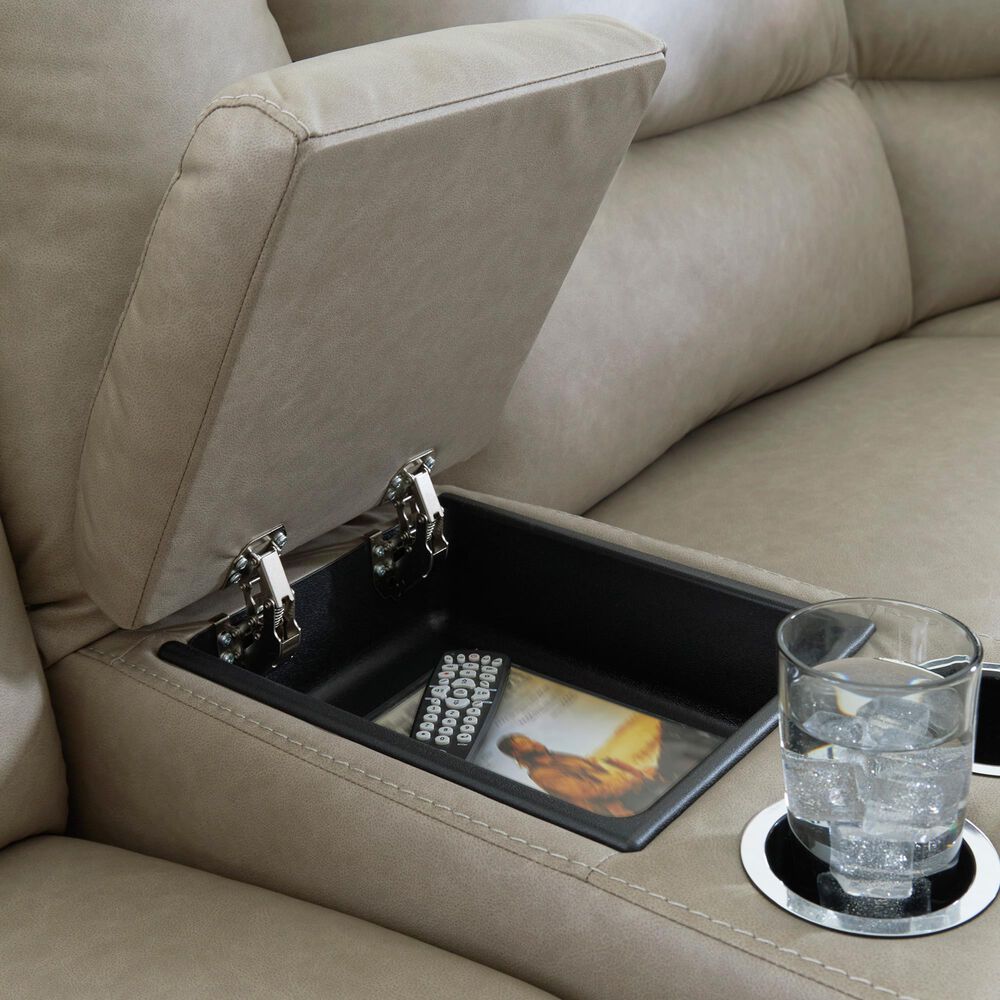 Ashley Narwhal Place 3-Piece Power Reclining Symmetrical Sectional with Storage Console in Pebble, , large
