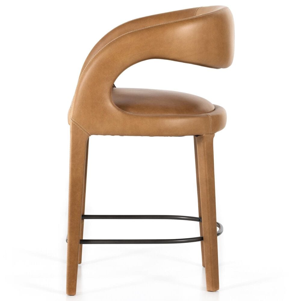 Four Hands Hawkins Top Grain Leather Counter Stool in Sonoma Butterscotch, , large