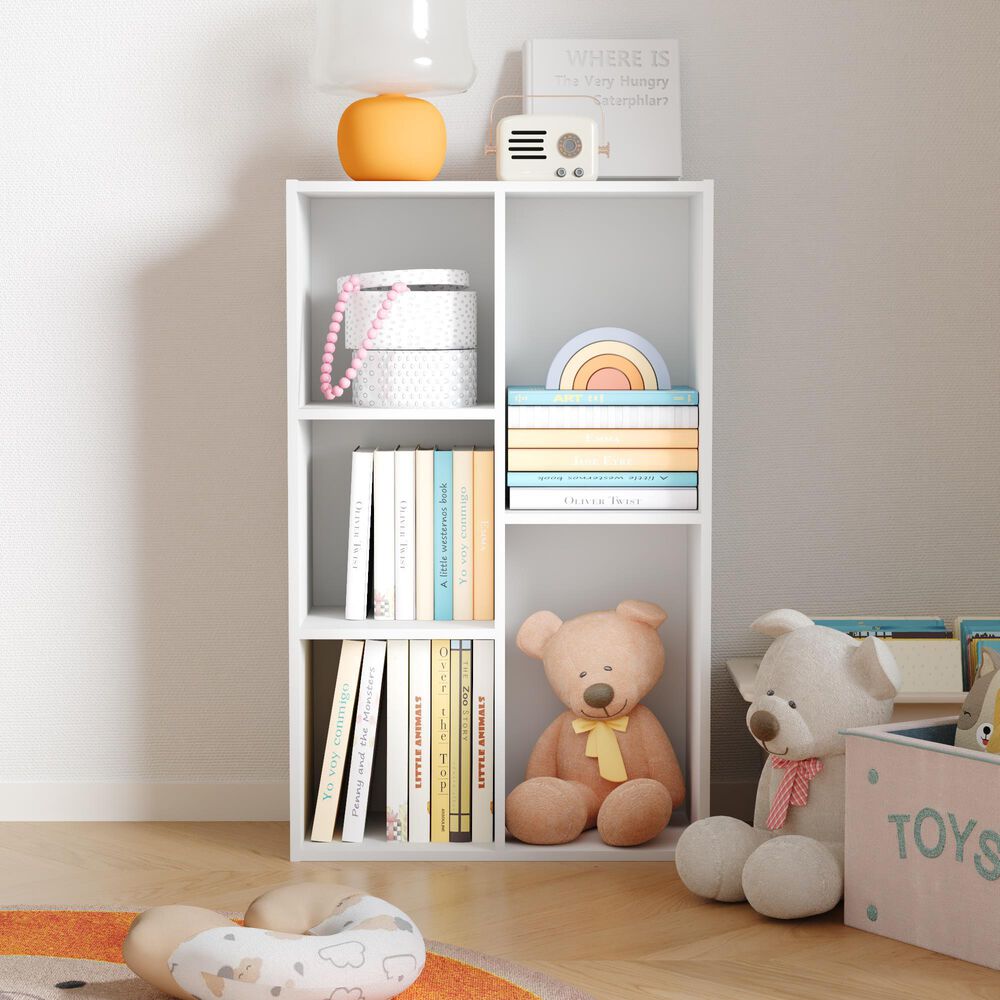 HOMLUX 5-Cube Reversible Storage Bookshelf in White, , large