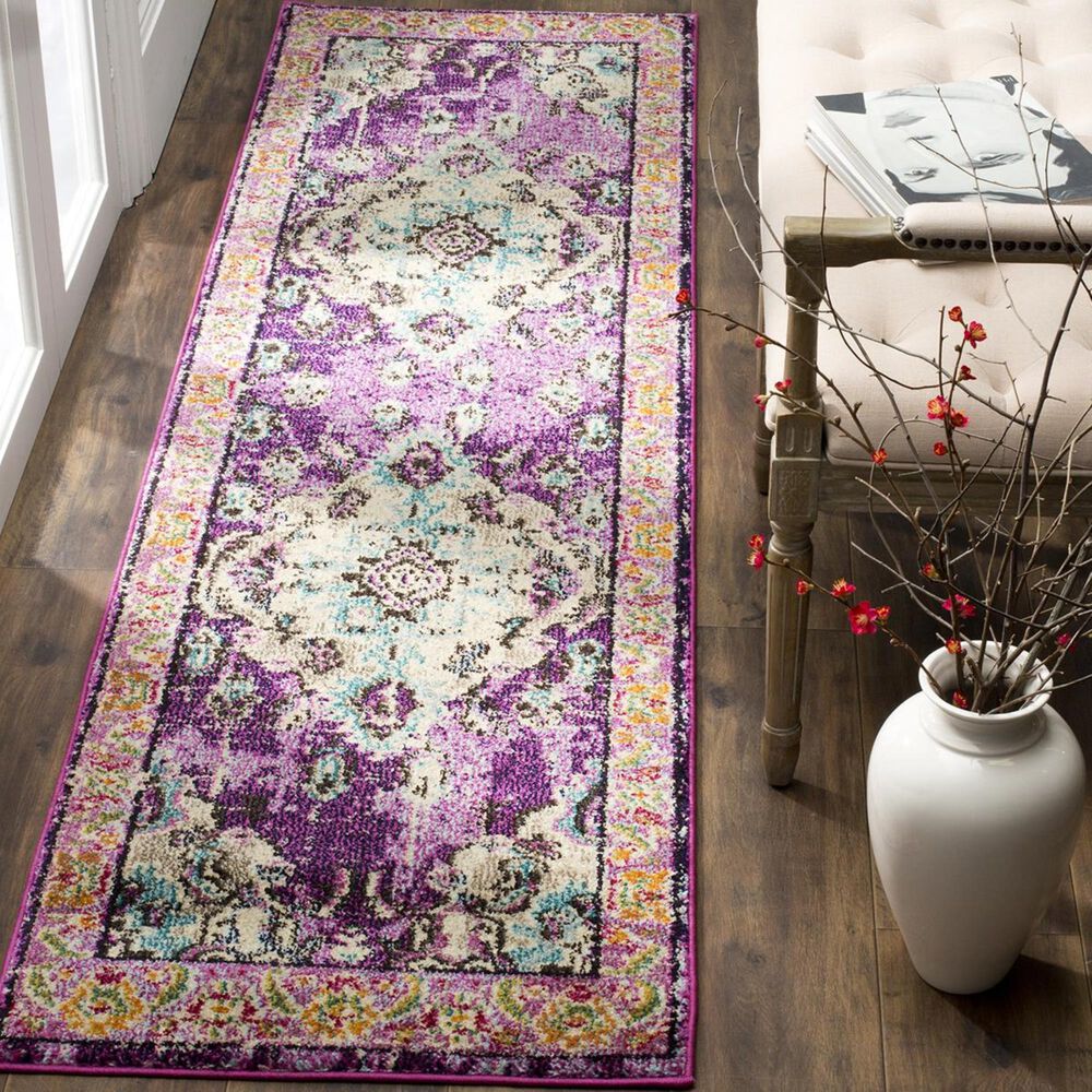 Safavieh Monaco MNC243L-210 2"2" x 10" Violet/Light Blue Runner, , large