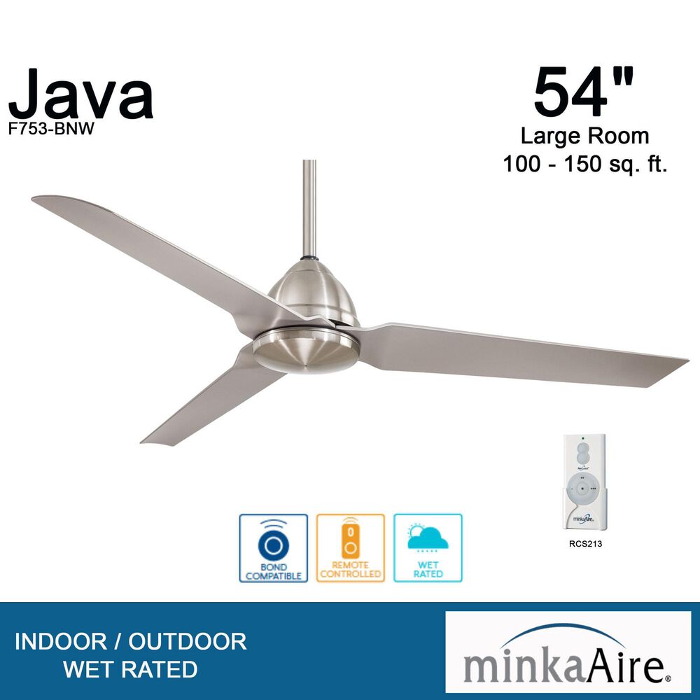 Minka-Aire Java 54" Ceiling Fan in Brushed Nickel Wet, , large
