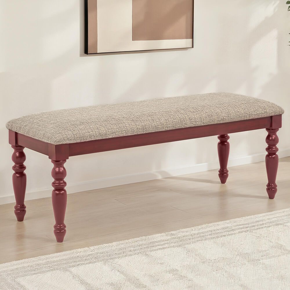 Linon Home Decor Trimble Dining Bench in Red, , large