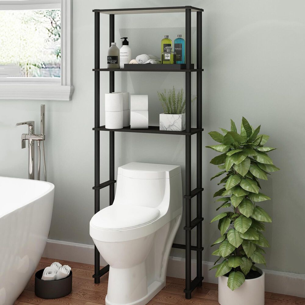 HOMLUX Turn-N-Tube 3-Shelf Over The Toilet Storage Space Saver in Espresso and Black, , large