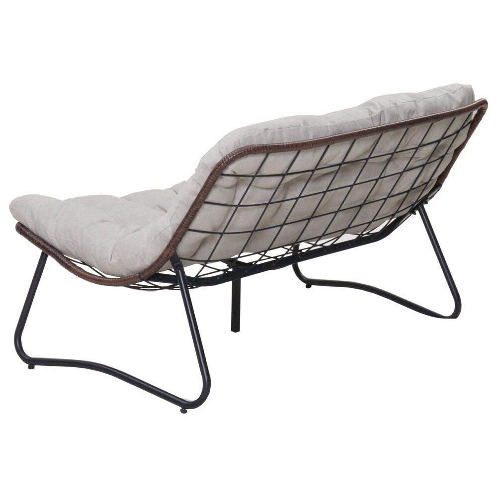 Hearth and Haven Outdoor Glider Loveseat with Cushion and Brown Wicker in Gray, , large