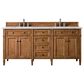 James Martin Vanities Brittany 72" Double Bathroom Vanity in Saddle Brown with 3 cm Arctic Fall Solid Surface Top and Rectangular Sink, , large