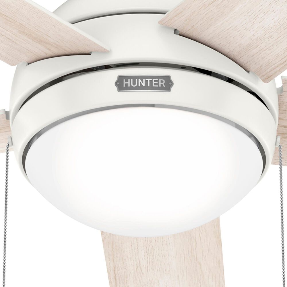 Hunter Aren Low Profile 44&quot; Ceiling Fan with LED Lights in Fresh White, , large