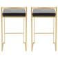 LumiSource Fuji 26" Stacker Counter Stool with Black Upholstery in Gold (Set of 2), , large