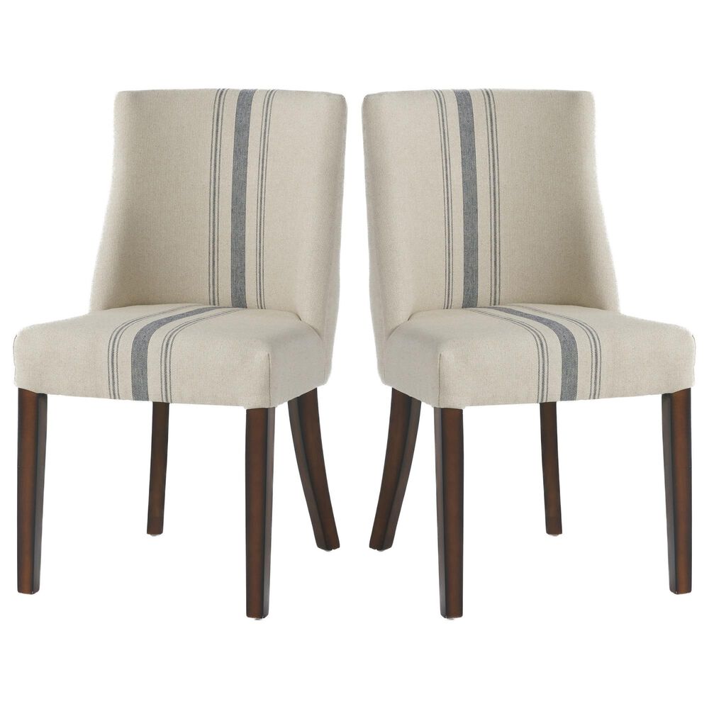 Noble House Harman Side Chair in Beige and Blue (Set of 2), , large