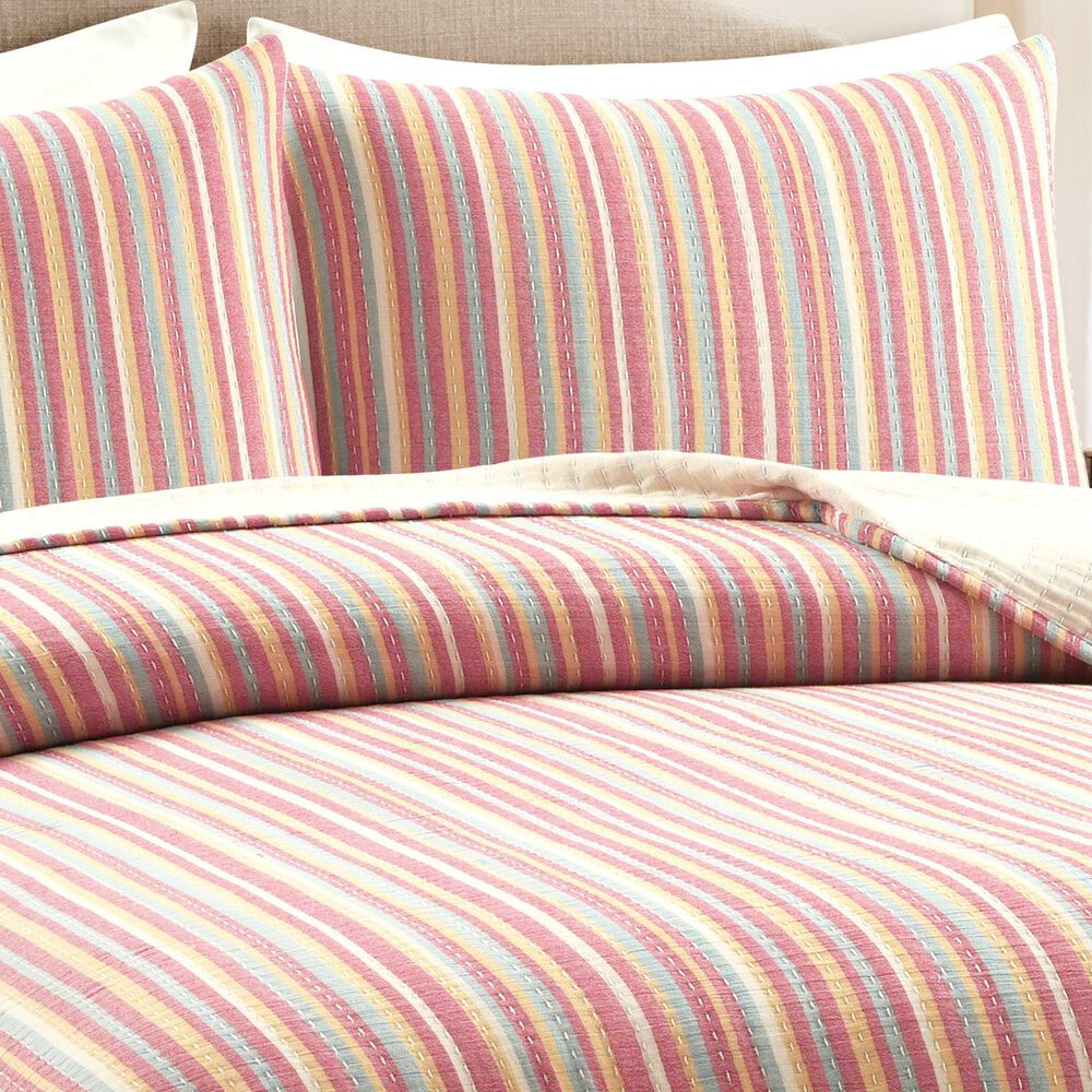 Triangle Home Fashions Tracy Stripe 3-Piece King Quilt Set in Rust and Yellow, , large