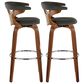 LumiSource Gardenia Swivel Fixed-Height Bar Stool with Charcoal Fabric Upholstery in Chrome and Walnut (Set of 2), , large