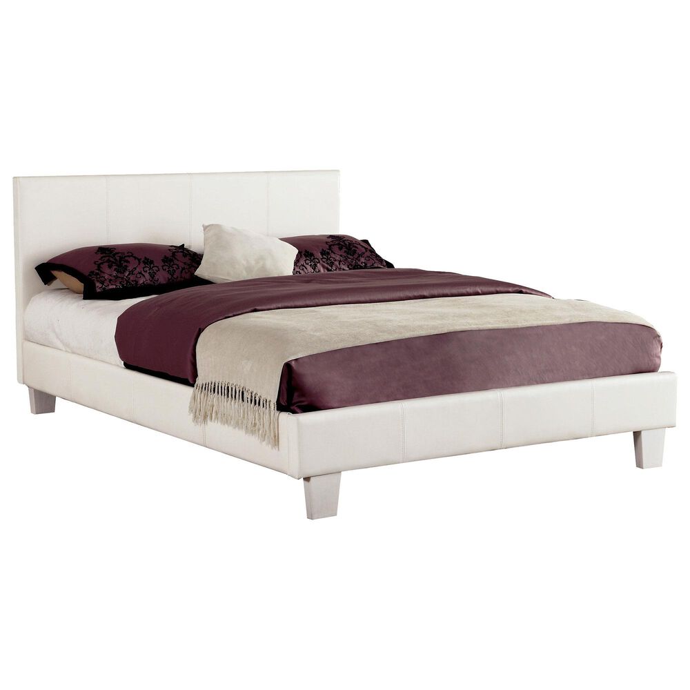 Furniture of America Tucker Queen Upholstered Bed in White, , large
