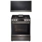 LG 2-Piece Kitchen Package with 6.3 Cu. Ft. Gas Slide-In Range and Microwave in Black Stainless Steel, , large