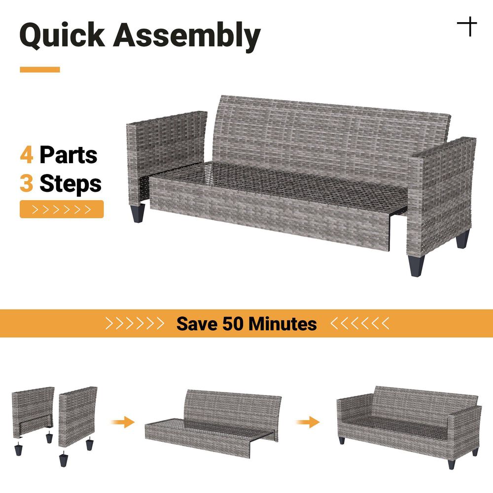 HOMLUX 7-Piece Patio Conversation Set with Rocking Chairs and Fire Pit Table in Dark Grey, , large