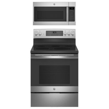 GE Appliances 2-Piece Kitchen Package with 30"" Electric Range and 1.9 Cu. Ft. Microwave Oven in Stainless Steel, , large
