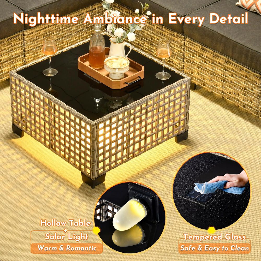 HOMLUX 9-Piece Modular Patio Conversation Set in Black, , large