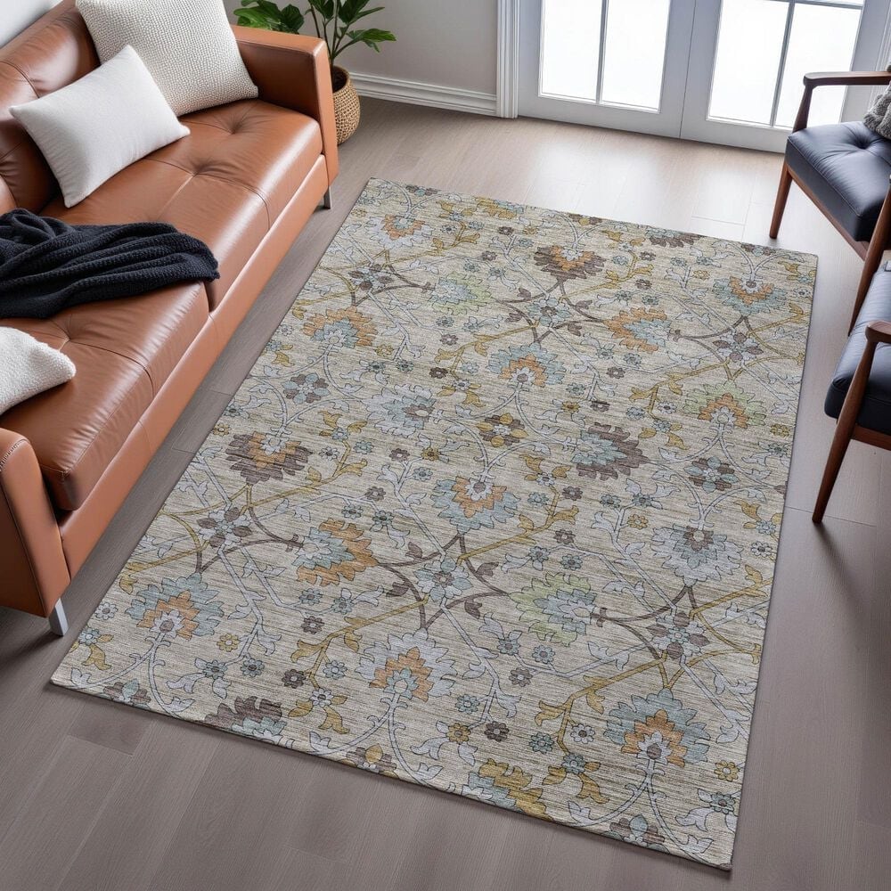 Dalyn Rug Company Silk Road Flax, Beige, Copper, Denim, Aloe and Gold 10&#39; x 14&#39; Area Rug, , large