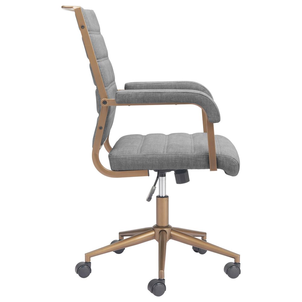 Zuo Modern Auction Office Chair with Gray Faux Leather in Bronze, , large